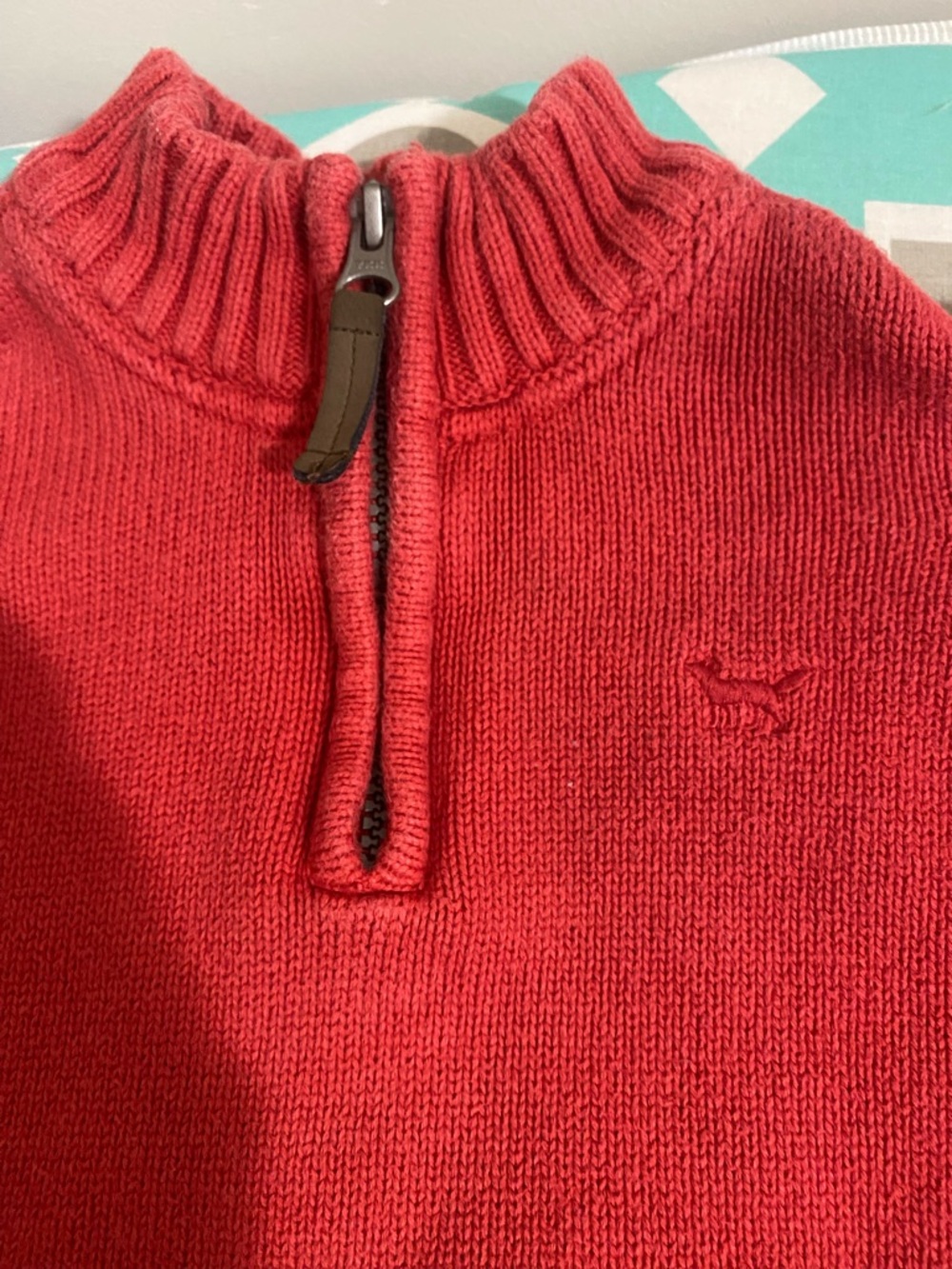 Boys Red Cotton Carter Quarter-Zip Knit Sweater 4T